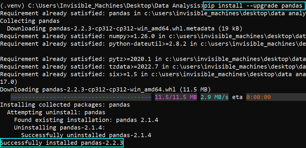 Upgrading Pandas